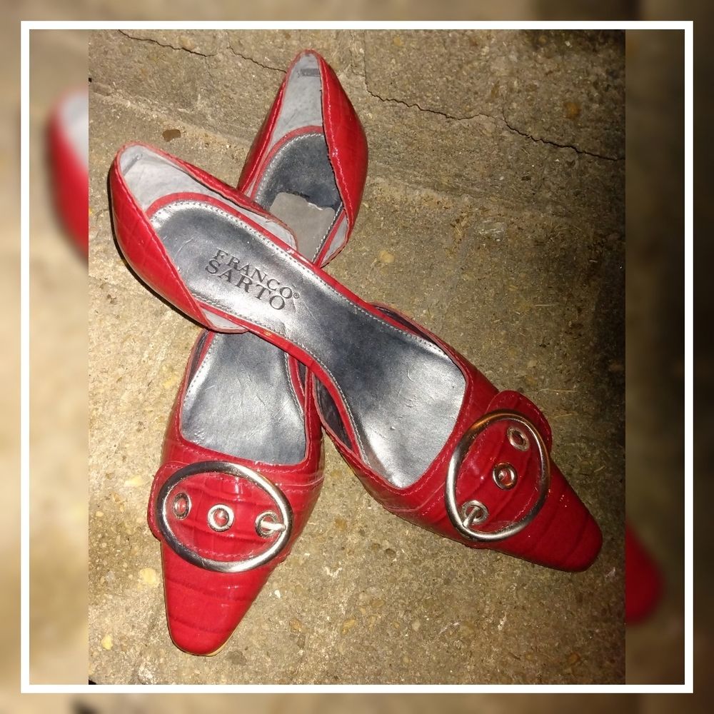 Franco Sarto Red Patent Leather D'Orsay Pumps